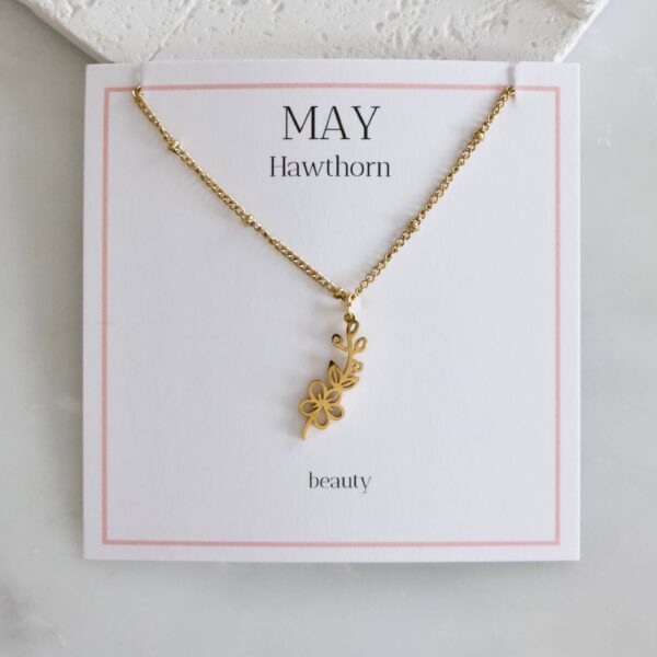 Birth Flower Necklaces - Waterproof: May - Hawthorn