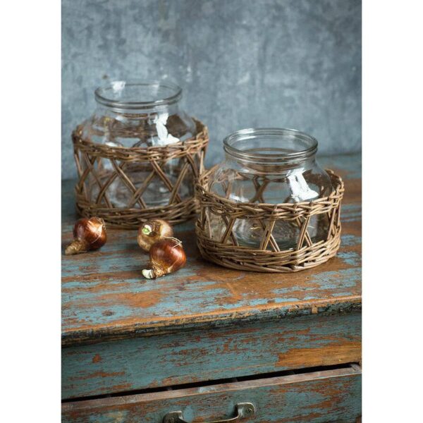 Glass and Woven Willow Canister: Xsmall