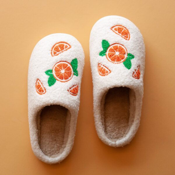 Orange Plush Slippers: 39/40 Small