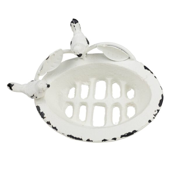 Flora Bird Soap Dish White Cast Iron - Image 5