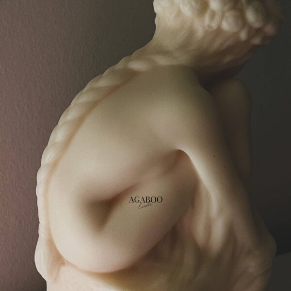 Large Sitting Lady Statue Candle 7.5x4in - Sculptural: Peach, Magnolia and Peony