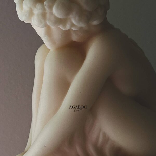 Large Sitting Lady Statue Candle 7.5x4in - Sculptural: Peach, Magnolia and Peony - Image 2