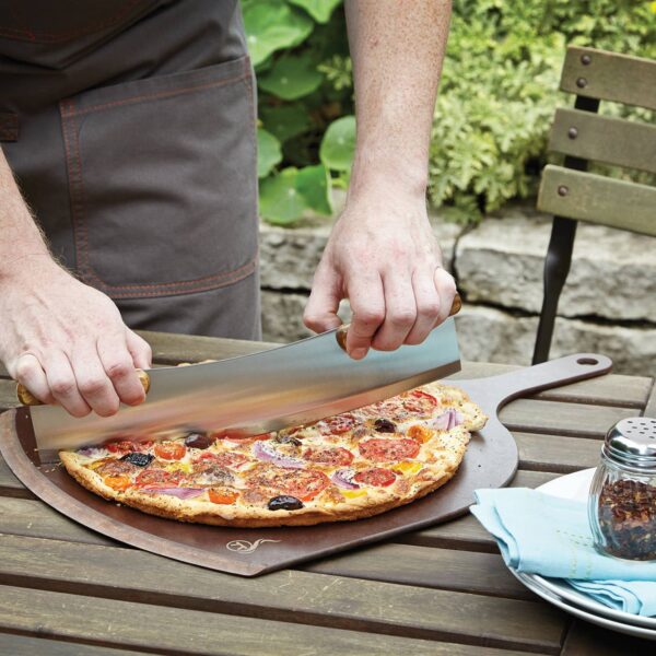 Outset Acacia Pizza Cutter, Stainless Steel, 13" Blade - Image 2