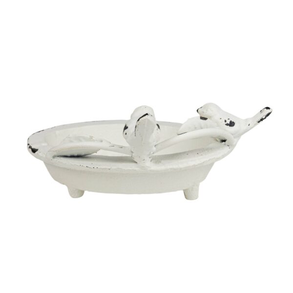 Flora Bird Soap Dish White Cast Iron - Image 4