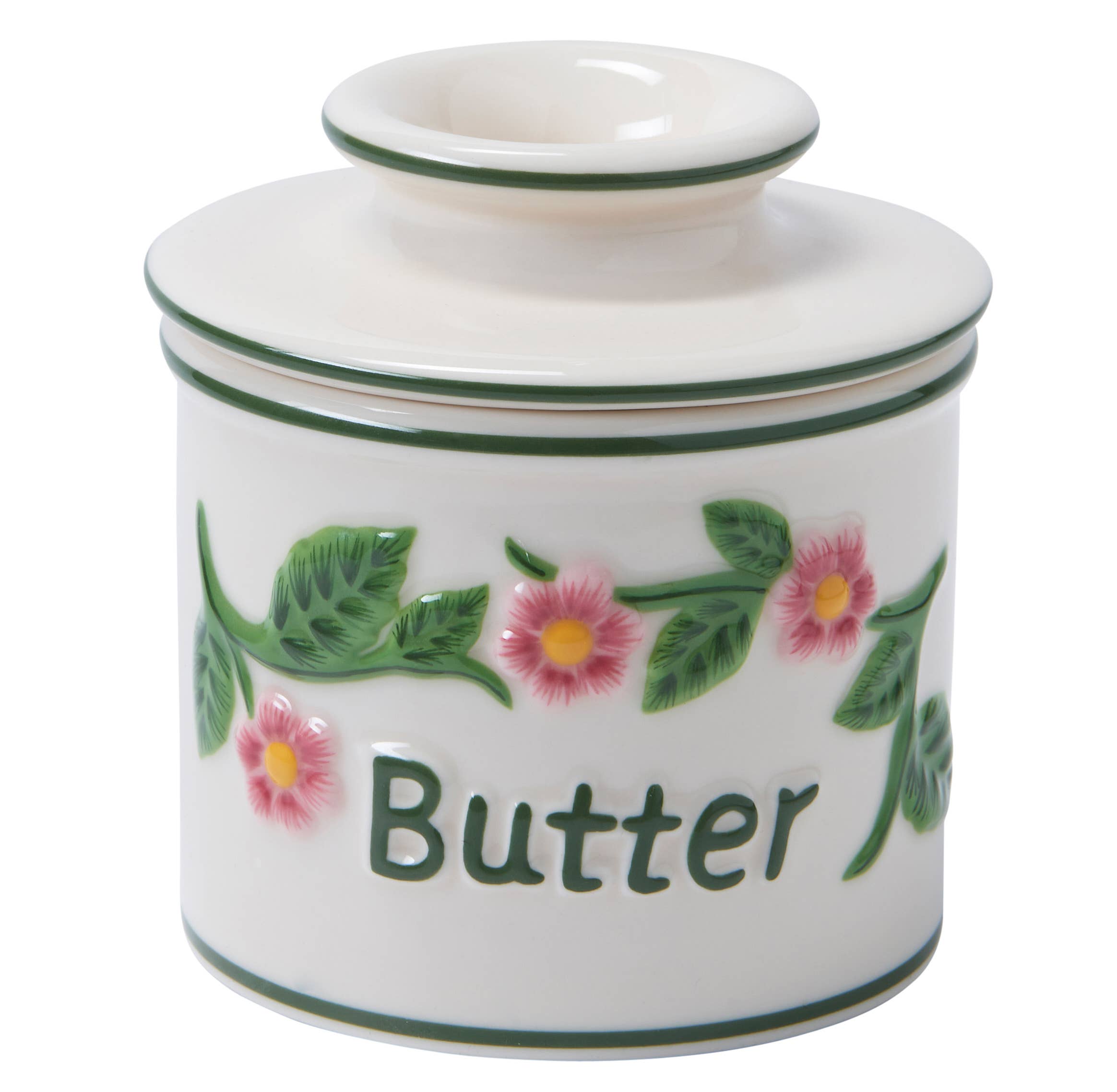 The Original Butter Bell® Crock - Hand Painted Raised Floral