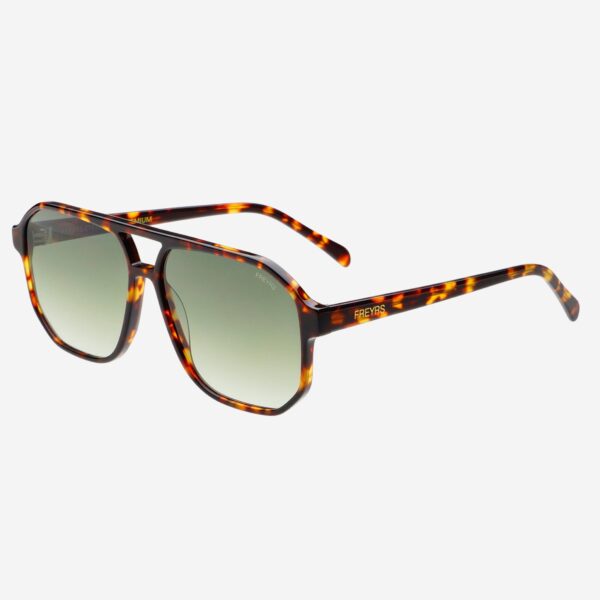 Billie ( NEW ) Unisex Aviator Sunglasses: Tortoise / Green - Image 3