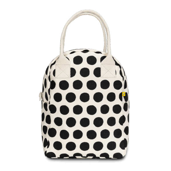 Fluf - Zipper Lunch Bag - Dot Black + White