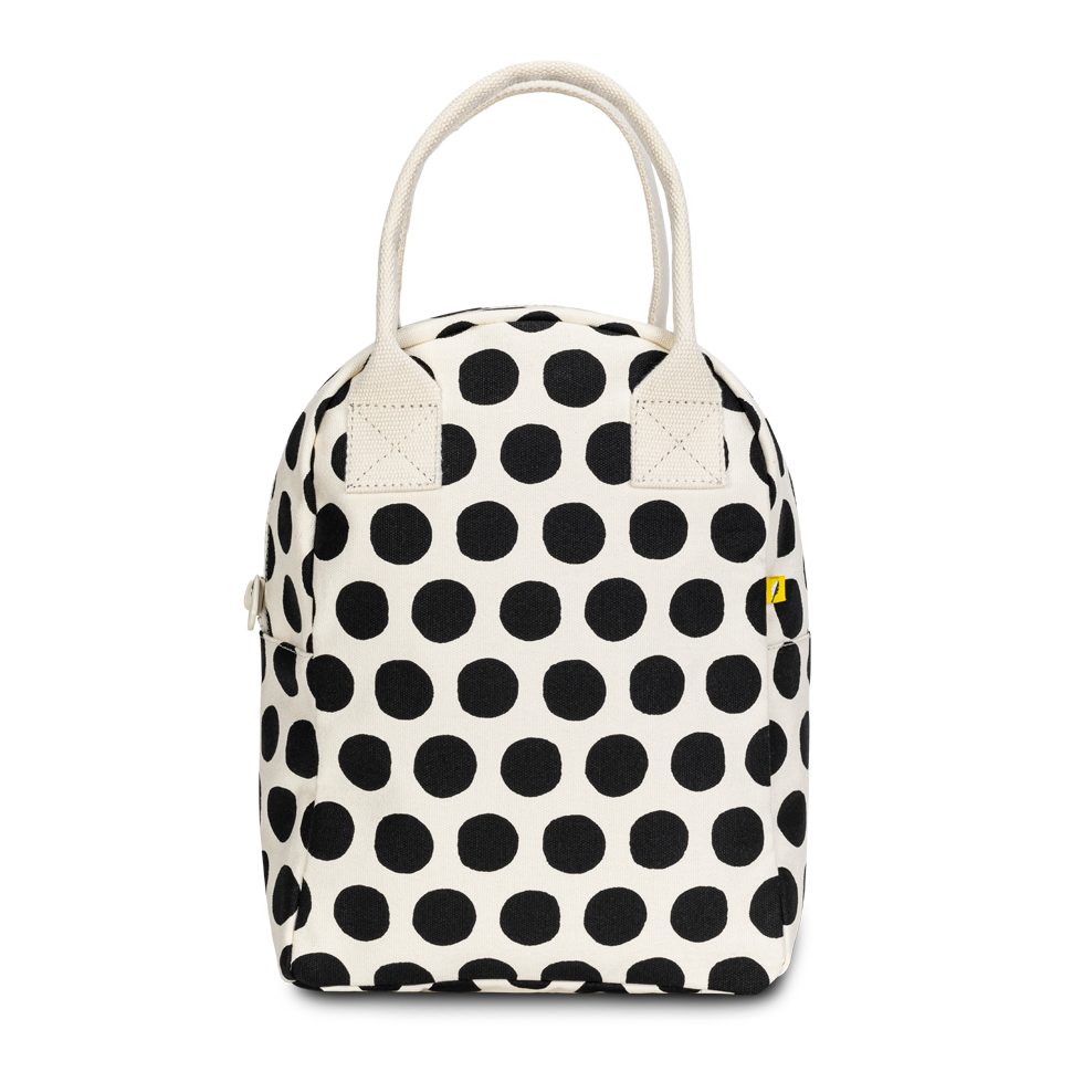 Fluf - Zipper Lunch Bag - Dot Black + White