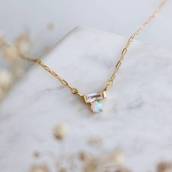 Mini CZ Opal Necklace - Gold Filled : 16 inches