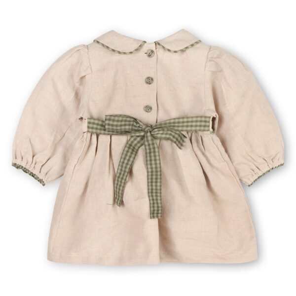 Floral Peter Pan Baby Dress & Fancy Bloomer (Linen Blend): Natural, 3-6M - Image 2