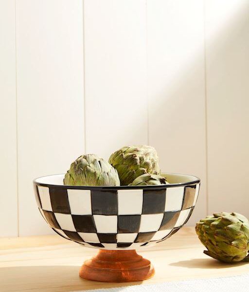 Black & White Check Pedestal Bowl - Image 2