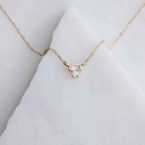 Mini CZ Opal Necklace - Gold Filled : 16 inches - Image 2