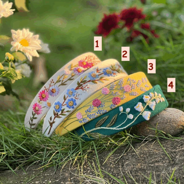 Summer Floral Embroidered Headband 2 - Image 4