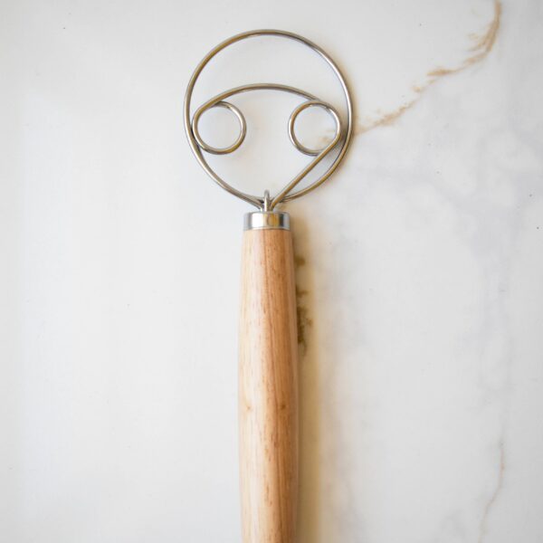 Dough Whisk Wooden Handle: Two ring Long - Image 3