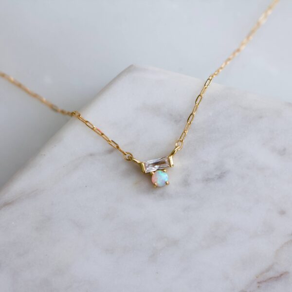 Mini CZ Opal Necklace - Gold Filled : 16 inches - Image 3