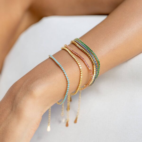 Chloe Tennis Bracelet Emerald: Gold - Image 2
