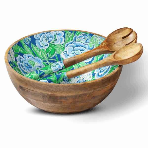 Blue and Green Floral 12" Decorative Bowl Item