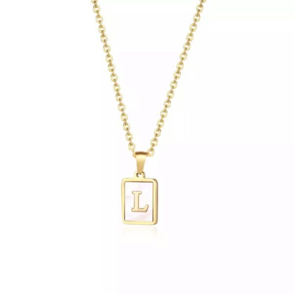 Mother Of Pearl Initial Necklace: L