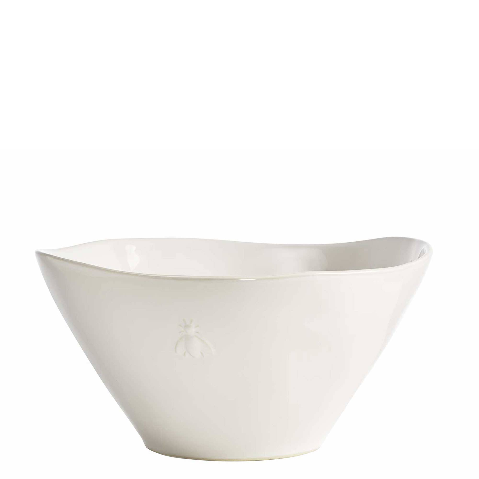 Bee Ceramic Salad Serving Bowl: Ecru