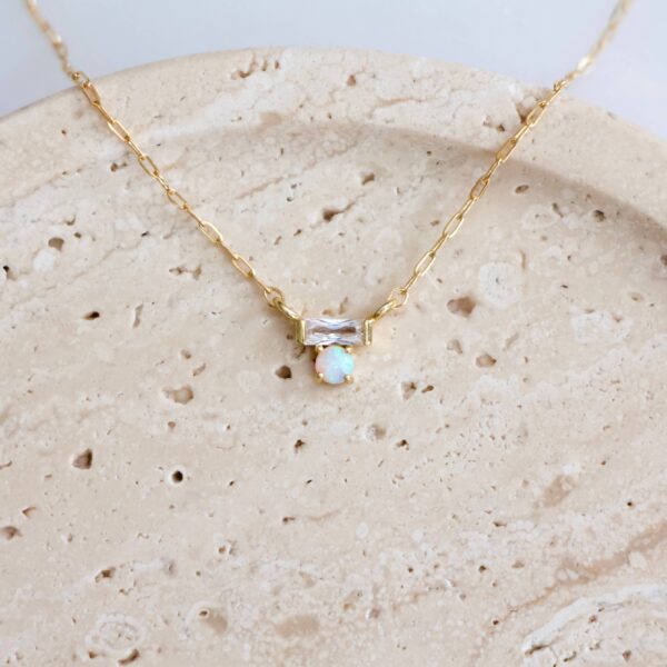 Mini CZ Opal Necklace - Gold Filled : 16 inches - Image 5