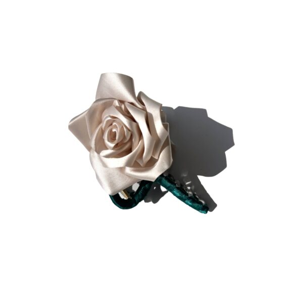 Handmade Satin Rose Stem Claw Clip: Red - Image 2