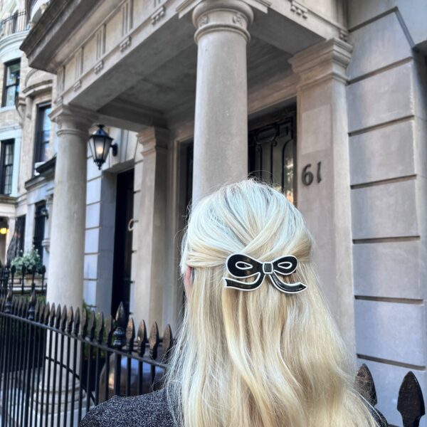 Handmade Acetate Bow French Barrette Clip: Black - Image 3