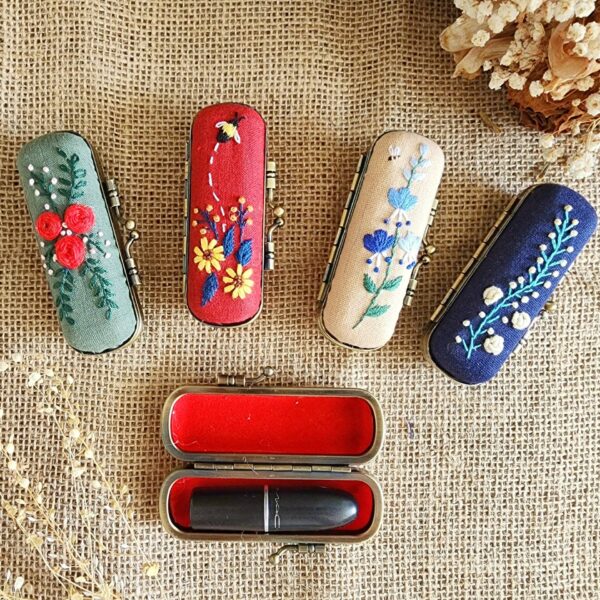 Vintage Embroidered Lipstick Case: Navy - Image 3