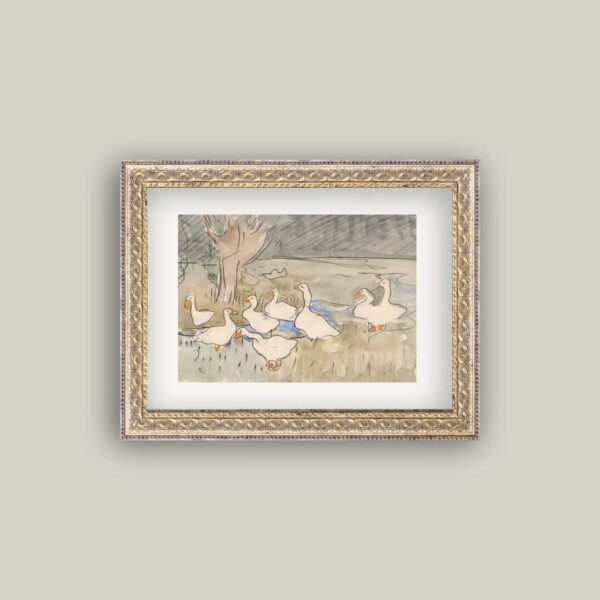 Spring Geese Framed Antique Art: 10X8 - Image 2