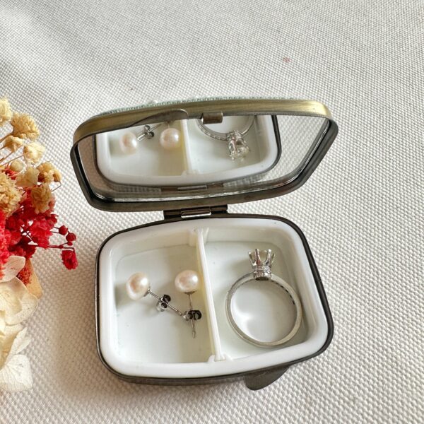 Floral Embroidered Rectangle Mini Jewelry Box With Mirror: 5. Flower Garden - Image 3