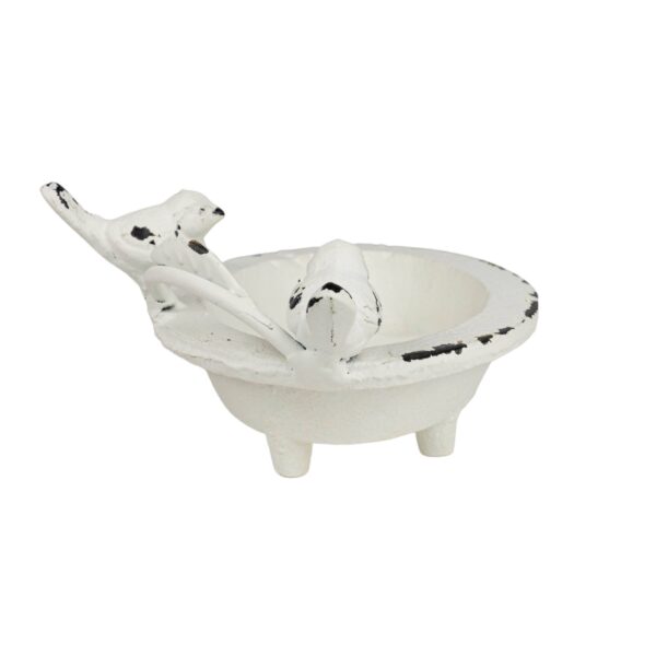 Flora Bird Soap Dish White Cast Iron - Image 3