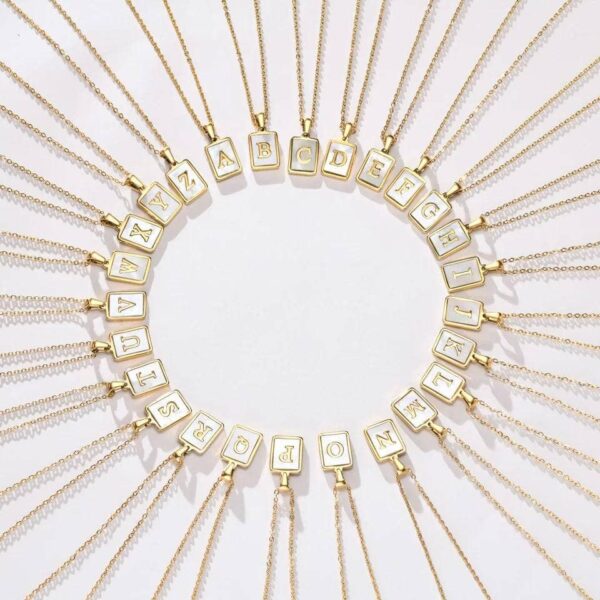 Mother Of Pearl Initial Necklace: L - Image 4