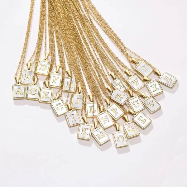 Mother Of Pearl Initial Necklace: L - Image 5