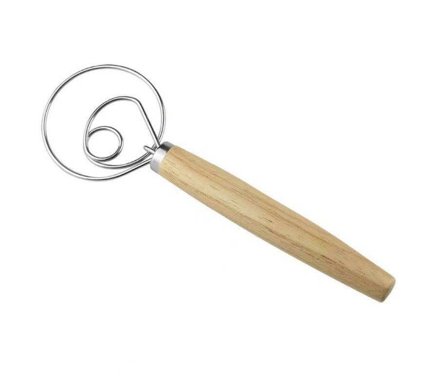 Dough Whisk Wooden Handle: One ring