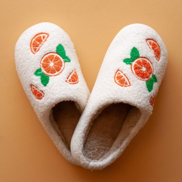 Orange Plush Slippers: 39/40 Small - Image 4