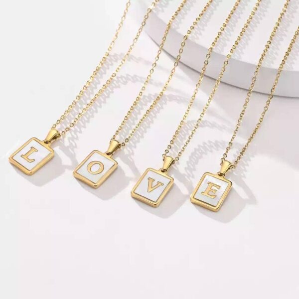 Mother Of Pearl Initial Necklace: L - Image 3