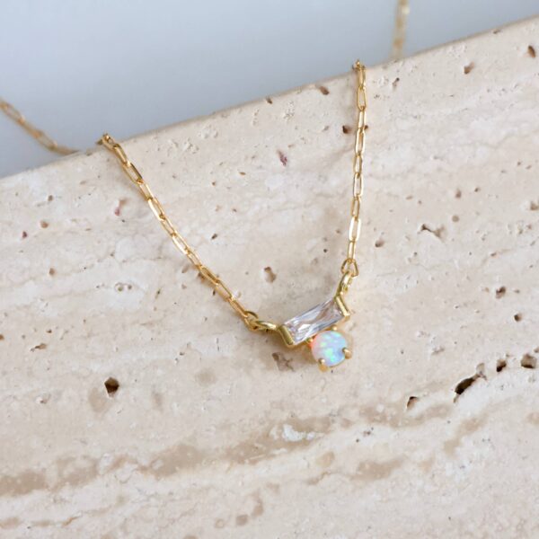 Mini CZ Opal Necklace - Gold Filled : 16 inches - Image 8