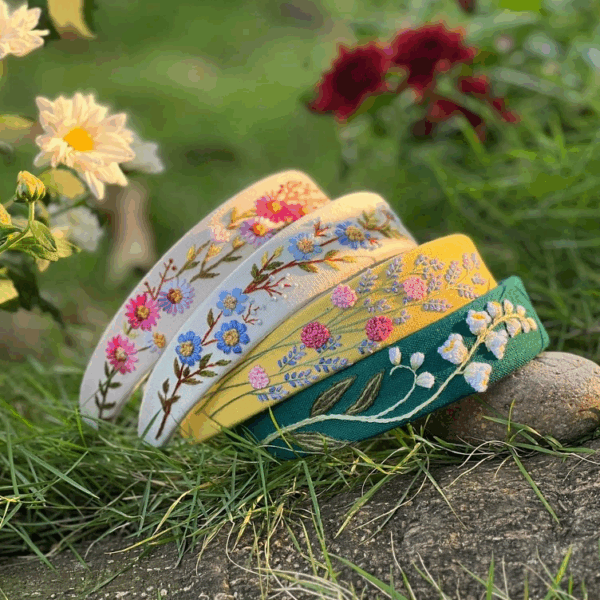 Summer Floral Embroidered Headband 2 - Image 2