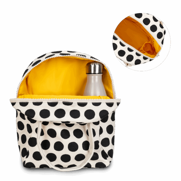 Fluf - Zipper Lunch Bag - Dot Black + White - Image 2