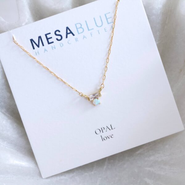 Mini CZ Opal Necklace - Gold Filled : 16 inches - Image 9