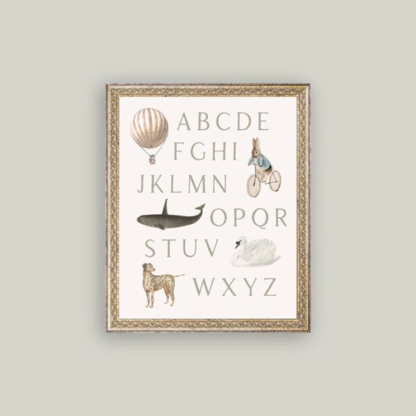 Alphabet with Vintage Art: 8x10 - Image 3
