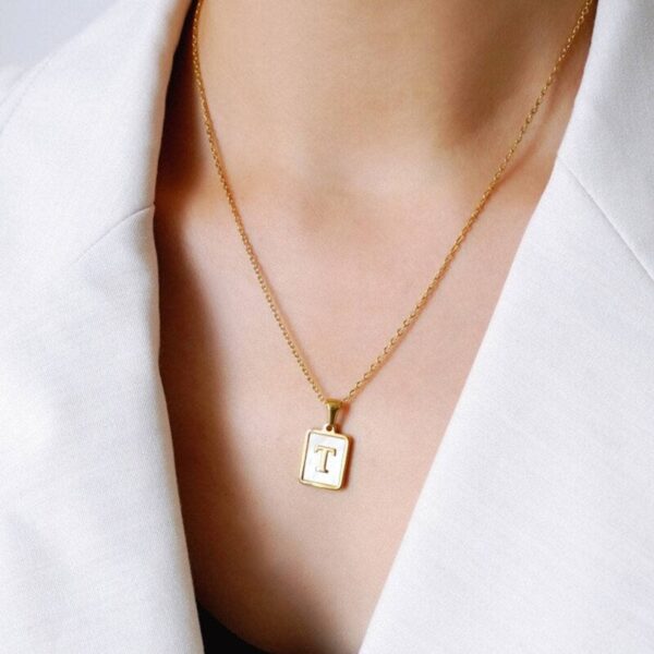 Mother Of Pearl Initial Necklace: L - Image 2