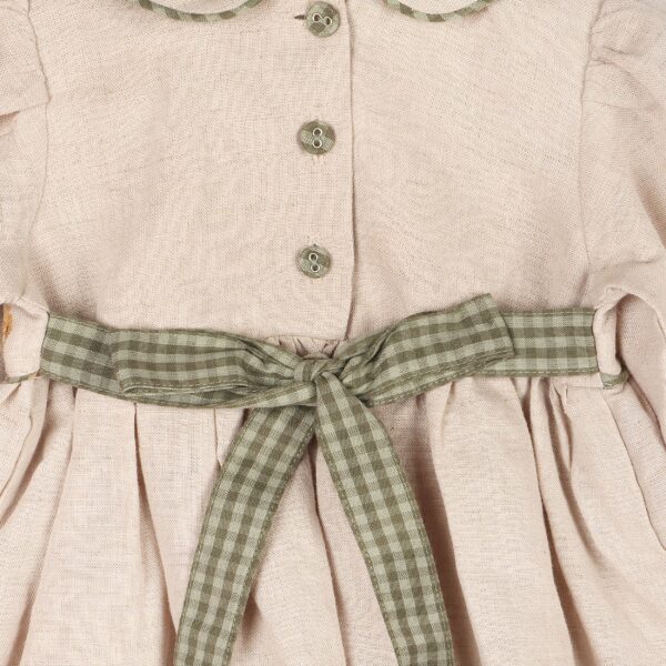 Floral Peter Pan Baby Dress & Fancy Bloomer (Linen Blend): Natural, 3-6M - Image 6
