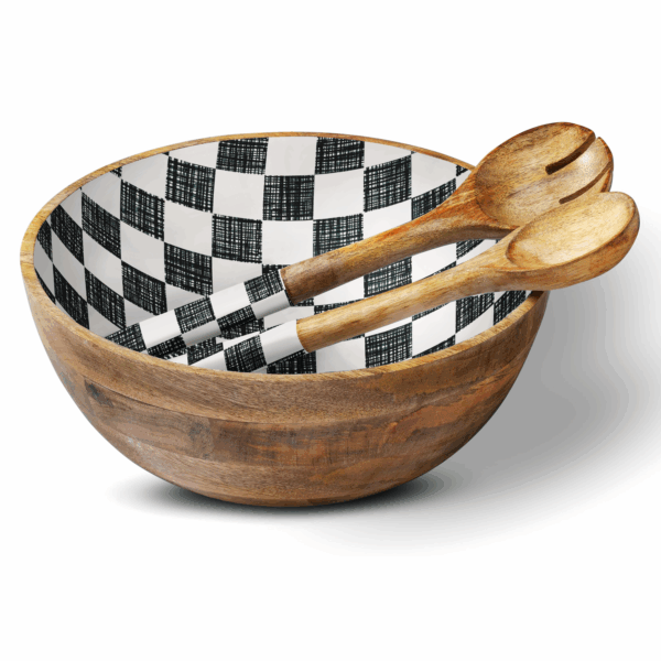 Black Check 12" Decorative Bowl Item