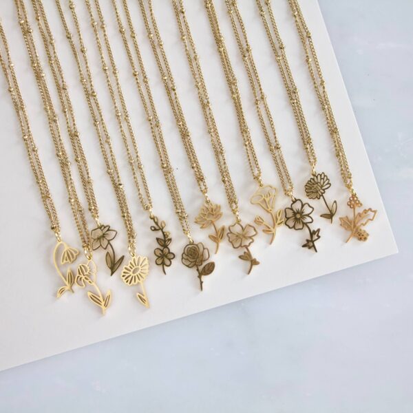 Birth Flower Necklaces - Waterproof: August - Poppy - Image 14