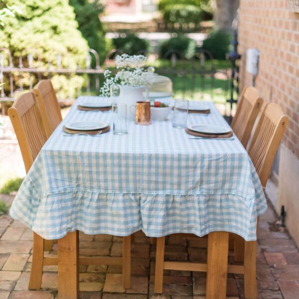 Galley and Fen - Blue Ruffled Gingham Tablecloth - Image 9
