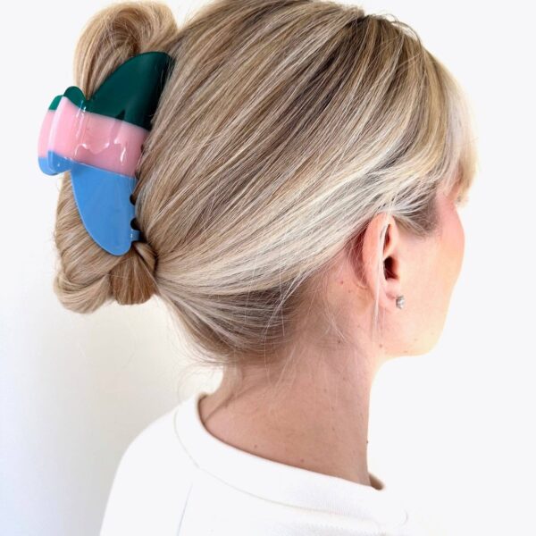 Minimalist Stripe Acetate Claw Clip | Eco-Friendly: Blue - Image 7