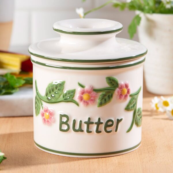 The Original Butter Bell® Crock - Hand Painted Raised Floral - Image 2