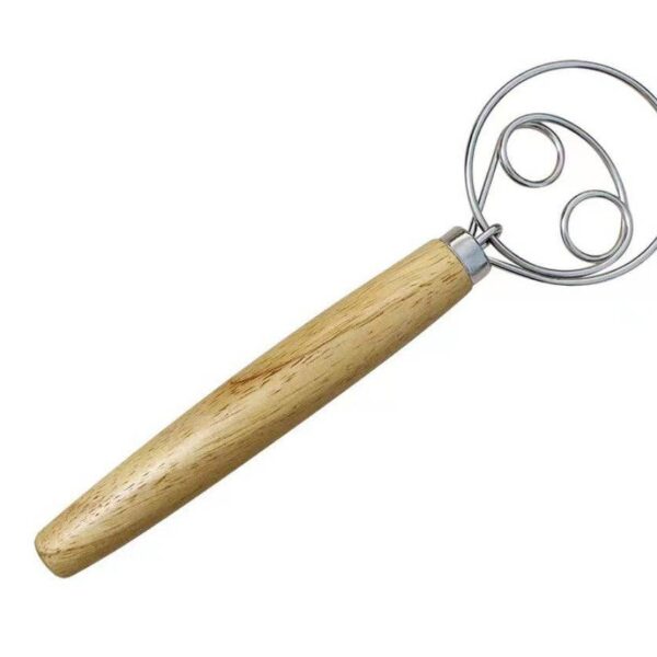 Dough Whisk Wooden Handle: Two ring Long - Image 5