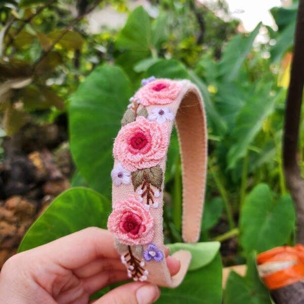 3D Floral Embroidered Headband, Brianna Collection: 1.