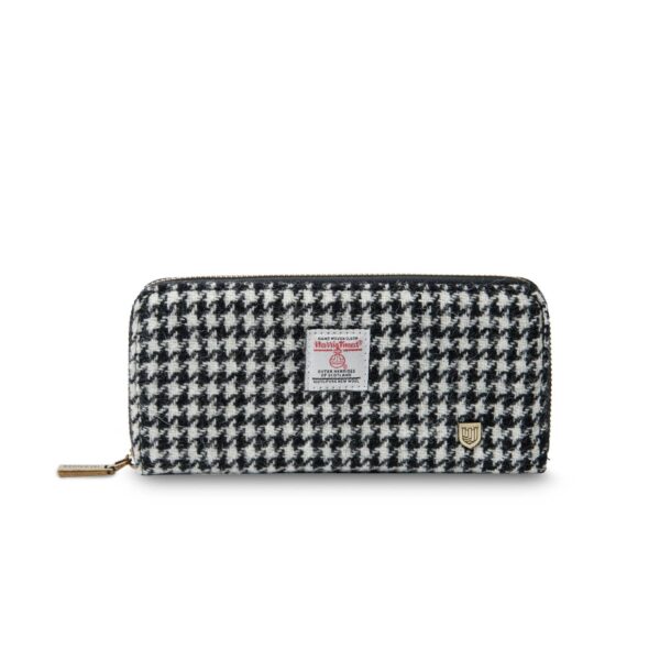 The Long Zip Purse: Black and White Dogtooth